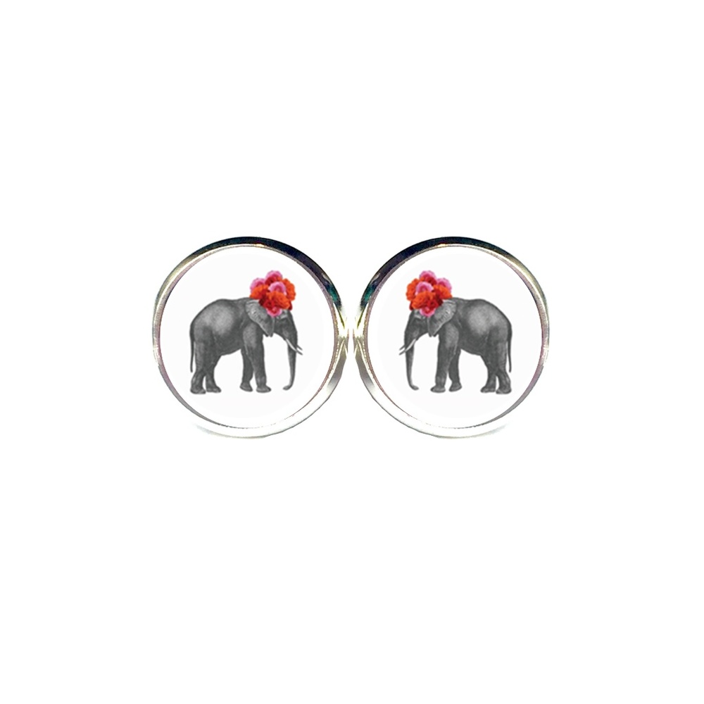 Floral Elephant Earrings
